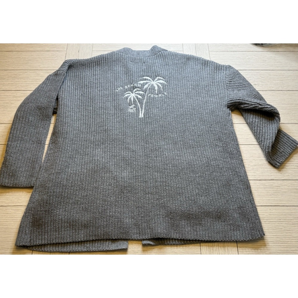 The Beach People The Twin Palms Gray Cable Knit Open Cardigan Sweater Size M/L